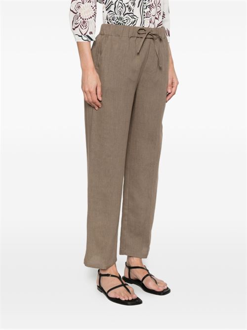 Pantalone donna Emme Marella infilato in lino tortora EMME Marella | SAUNA005